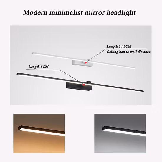 Lampada da parete per toilette per toilette, bagno, LED, impermeabile, in silicone, alluminio, specchio, luce frontale, lampada da parete