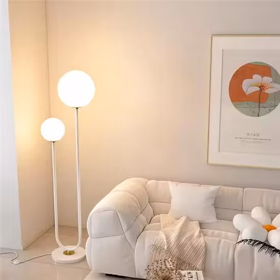 G9 Sala lettura P Lampada da terra moderna con base in metallo e paralume in vetro