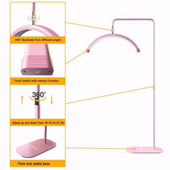 Lampada d'ingrandimento di bellezza flessibile LED Luce naturale fredda per ciglia Lampada da terra a LED di bellezza per salone di microblading